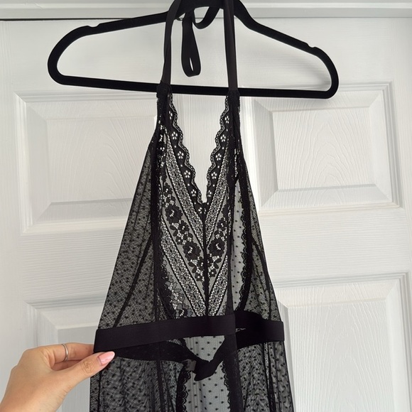 MONIQUE LHUILLIER x HANKY PANKY Rendezvous Black Tulle Sheer Maxi Slip Dress - Picture 6 of 10